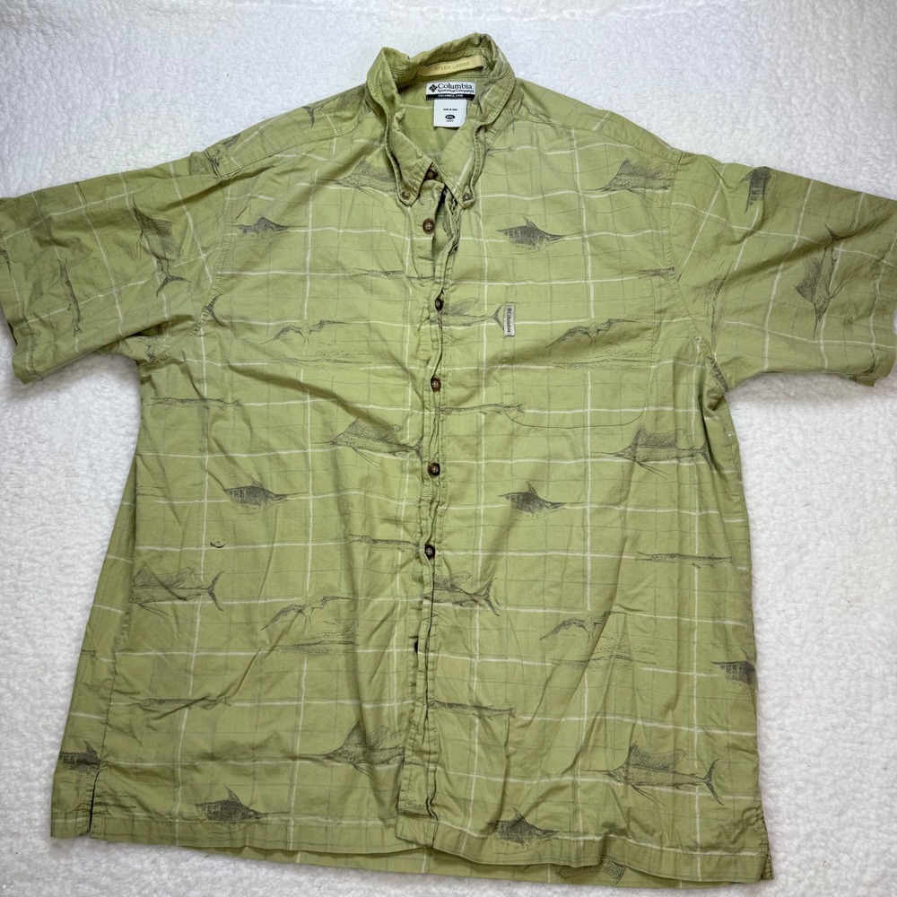 Columbia shirt mens 2XL River Lodge Fishing Shirt Sailfish Print Button Up - Picture 2 of 9